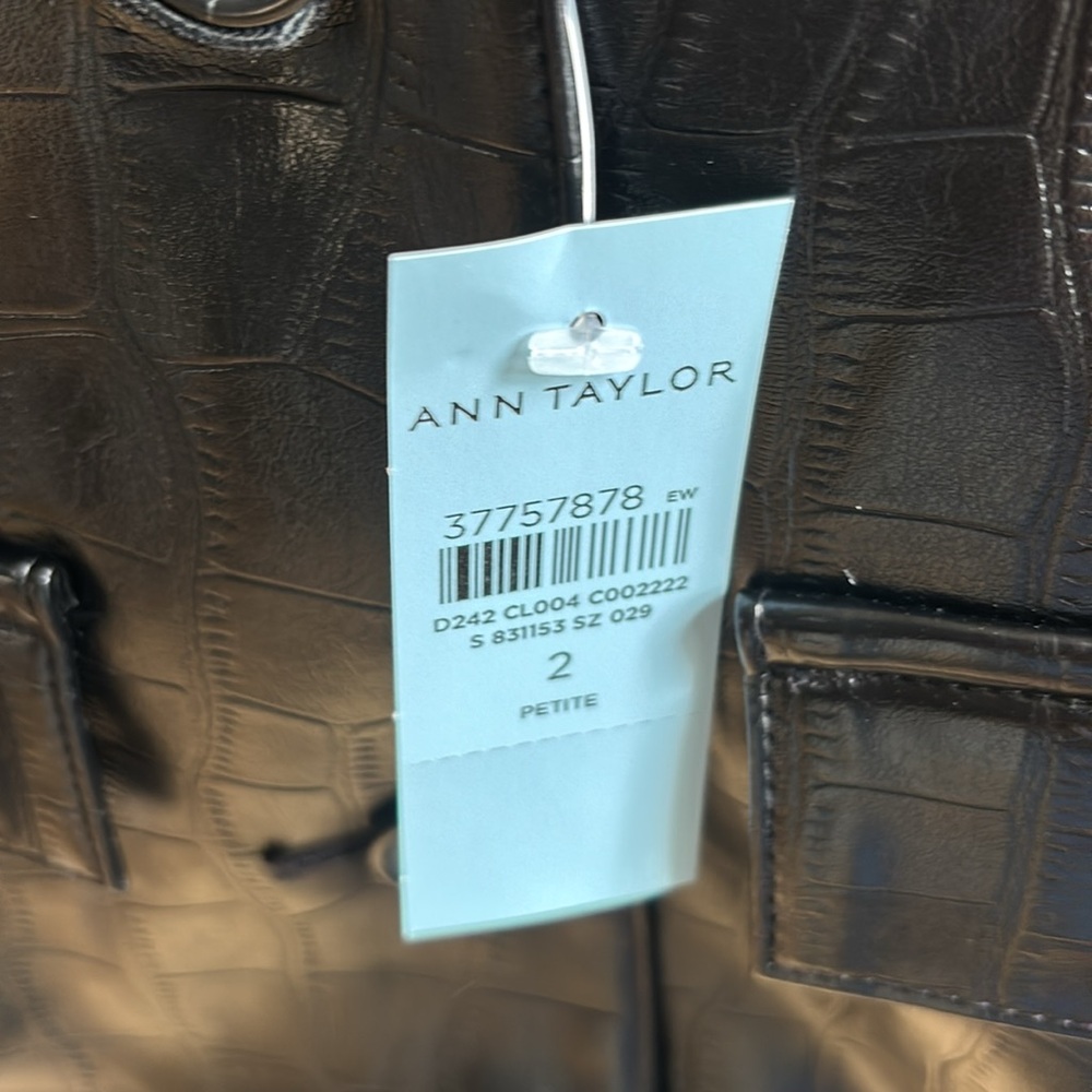 Ann Taylor Croc Faux Leather jacket petite - Picture 7 of 9
